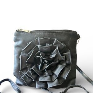 Sax Black Faux Leather Floral Women's Bag